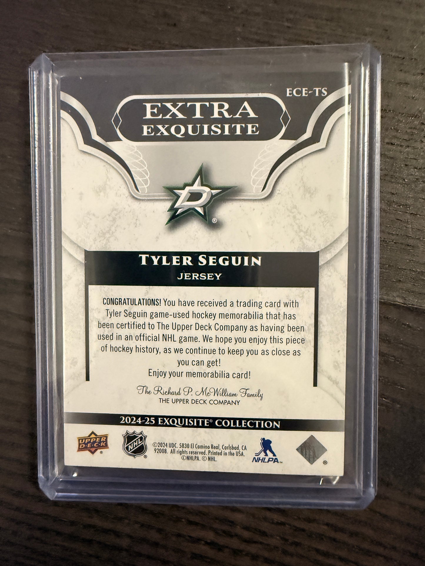 2024-25 US Black Diamond Exquisite Jersey Patch /99- TYLER SEGUIN - Dallas Stars