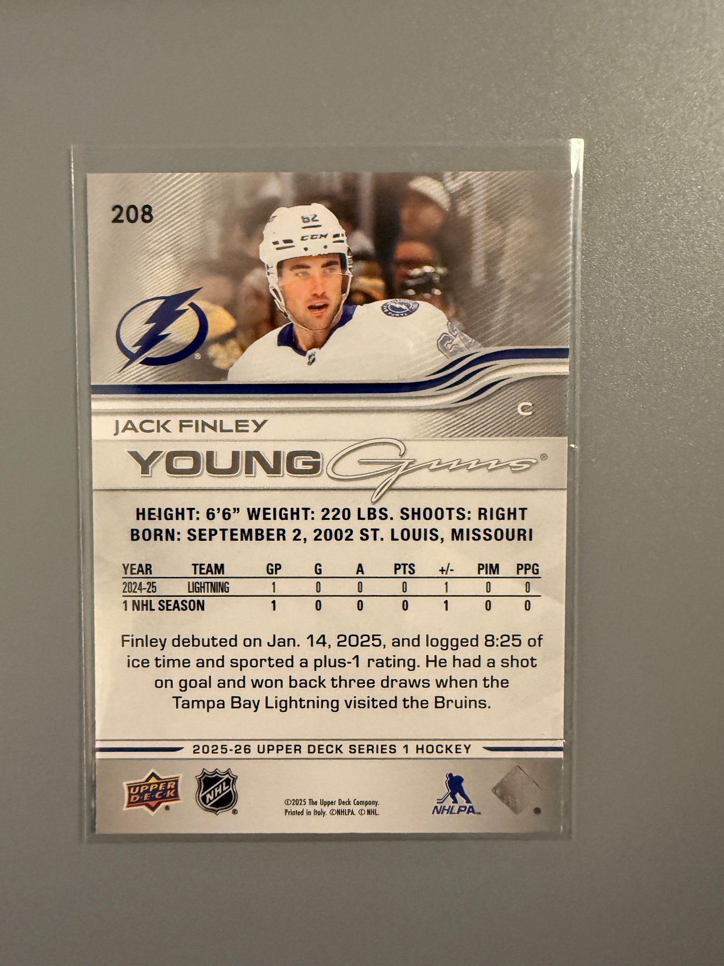 2025-26 Series One Young Guns Jack Finley RC 208 Lightning