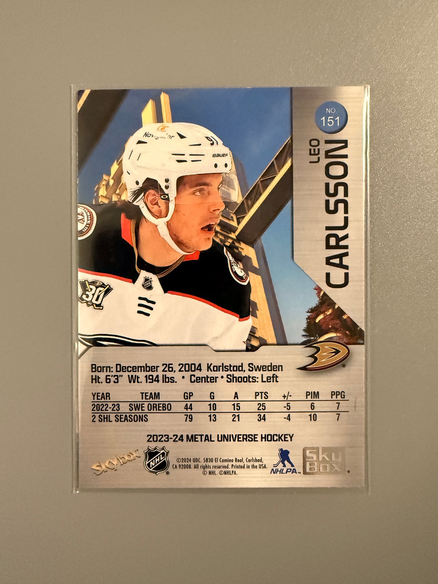 2023-24 Metal Universe Leo Carlsson RC 151 Ducks
