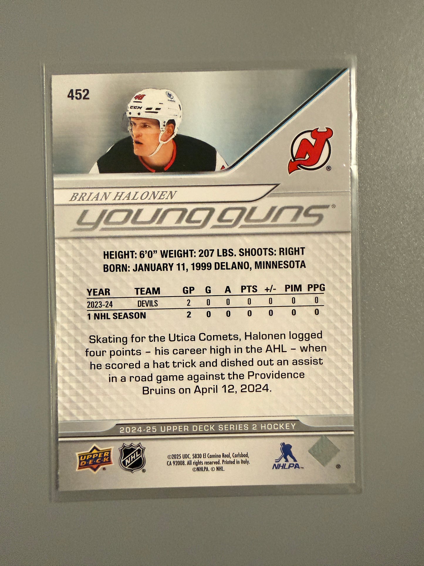 2024-25 Series Two Young Guns Brian Halonen RC 452 Devils