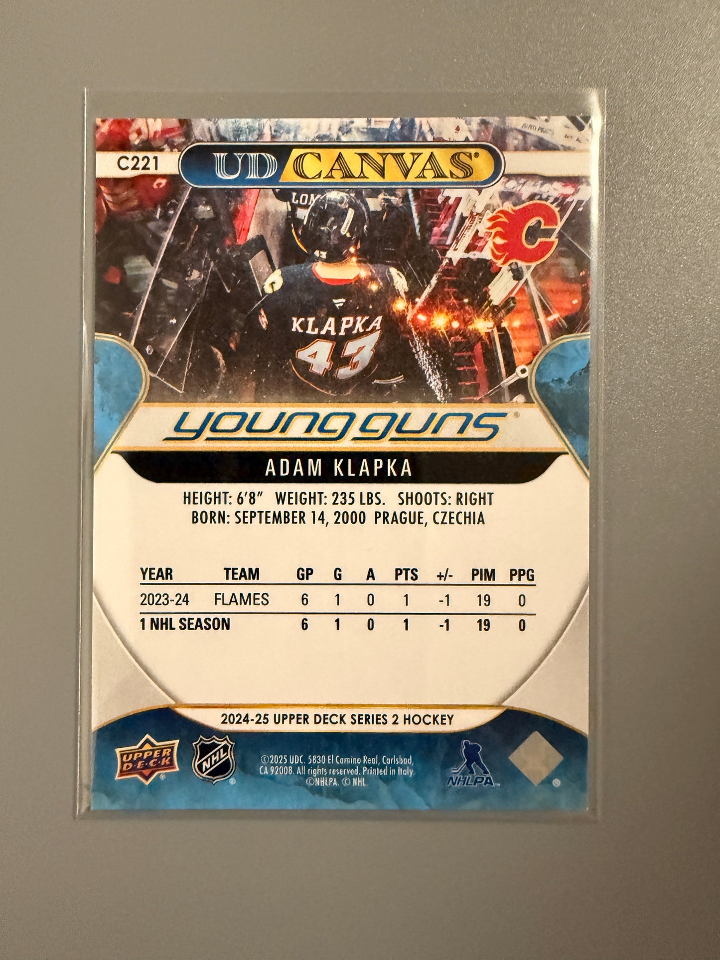2024-25 Series Two Young Guns Canvas Adam Klapka RC C221 Flames