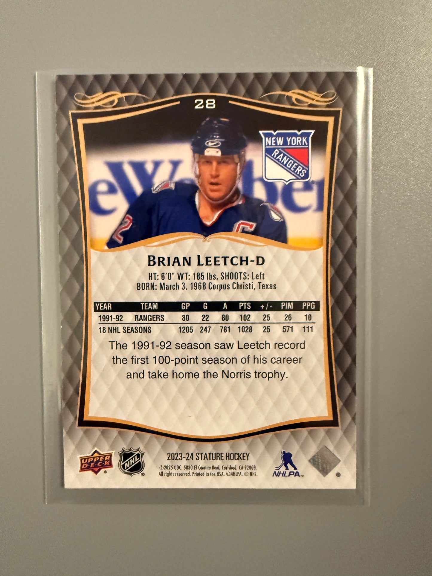 2023-24 Stature Brian Leetch 793/1199 28 Rangers