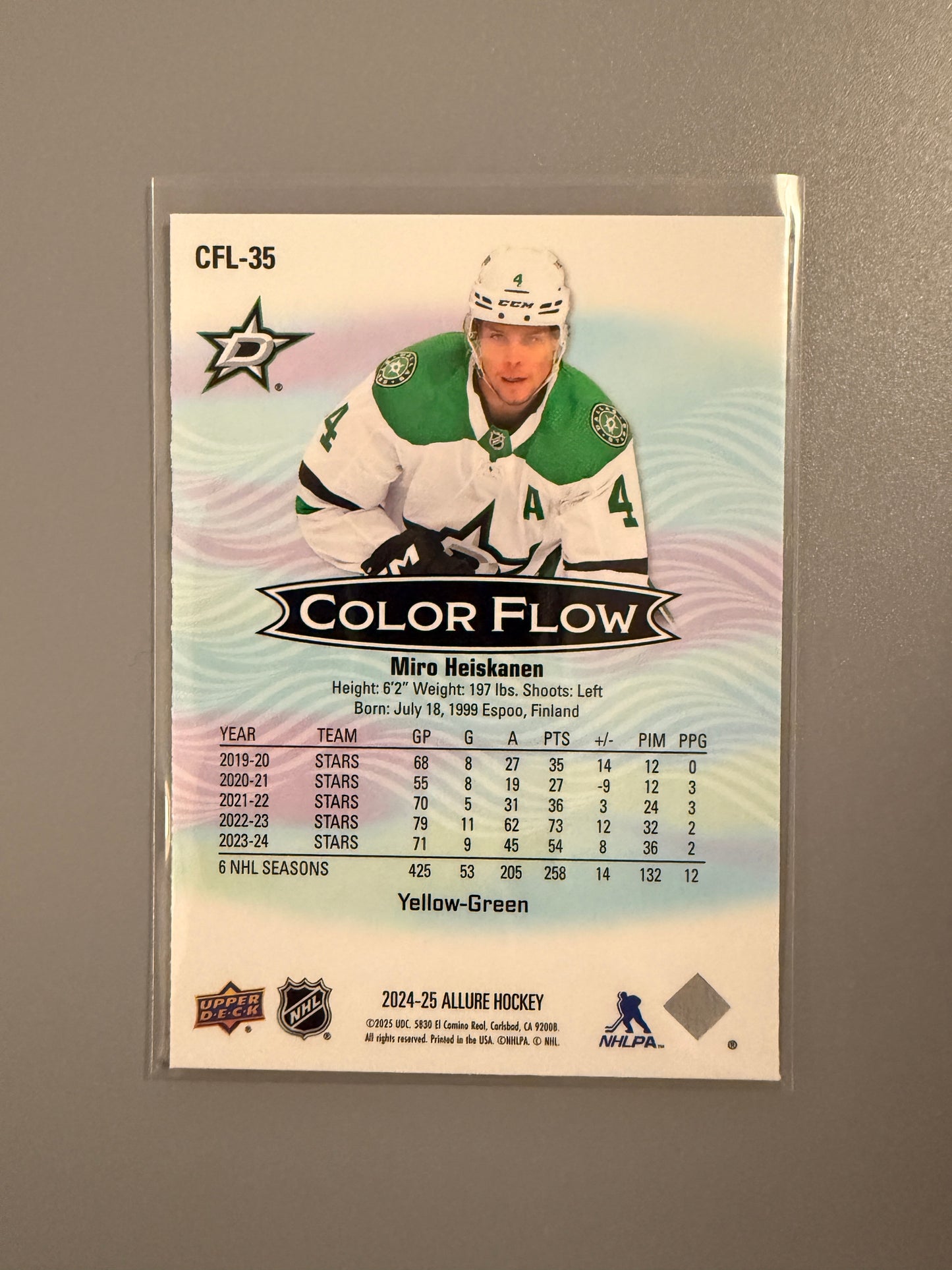 2024-25 Allure Color Flow Yellow-Green Miro Heiskanen CFL-35 Stars