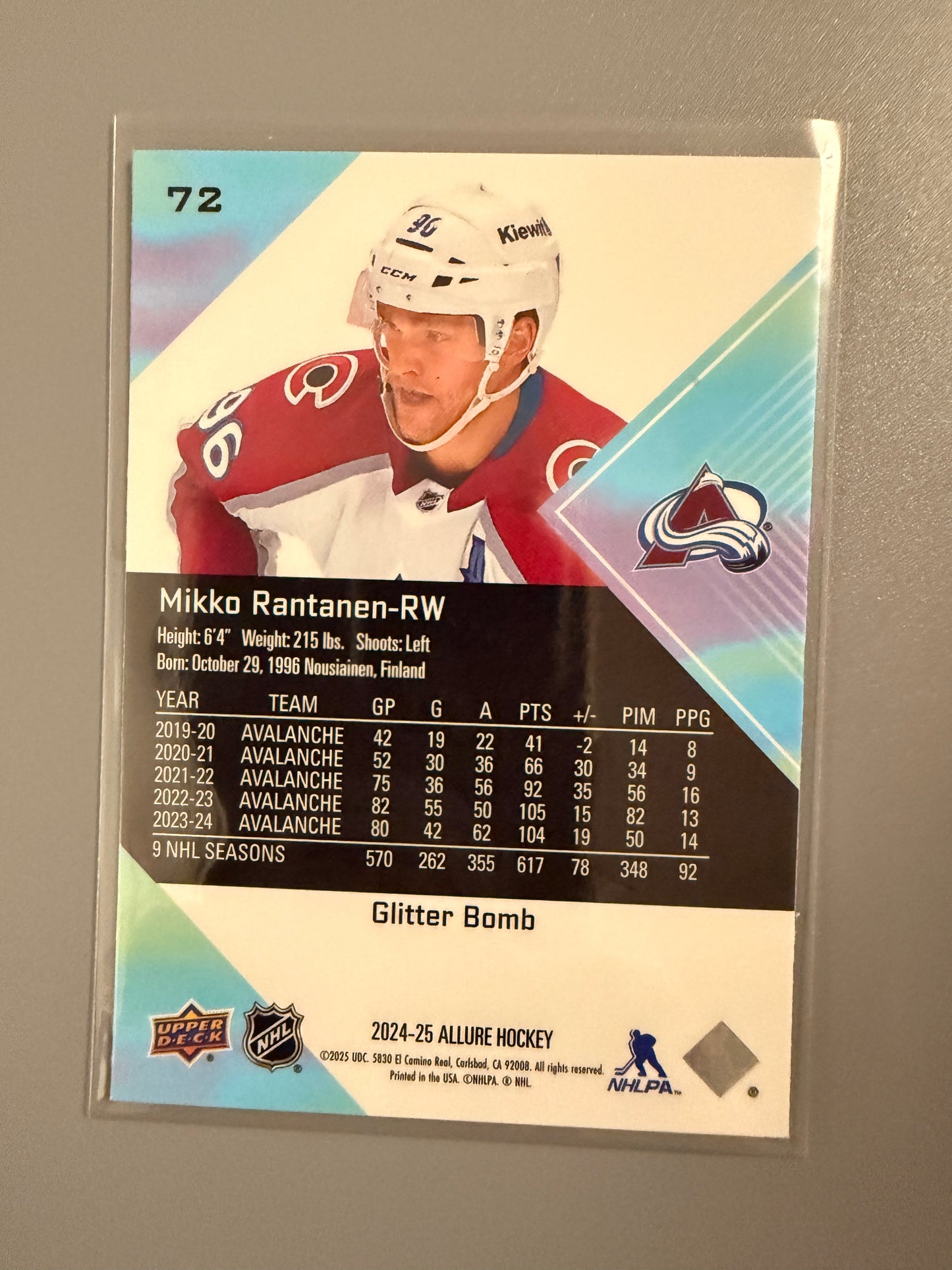 2024-25 Allure Glitter Bomb Mikko Rantanen 72 Avalanche