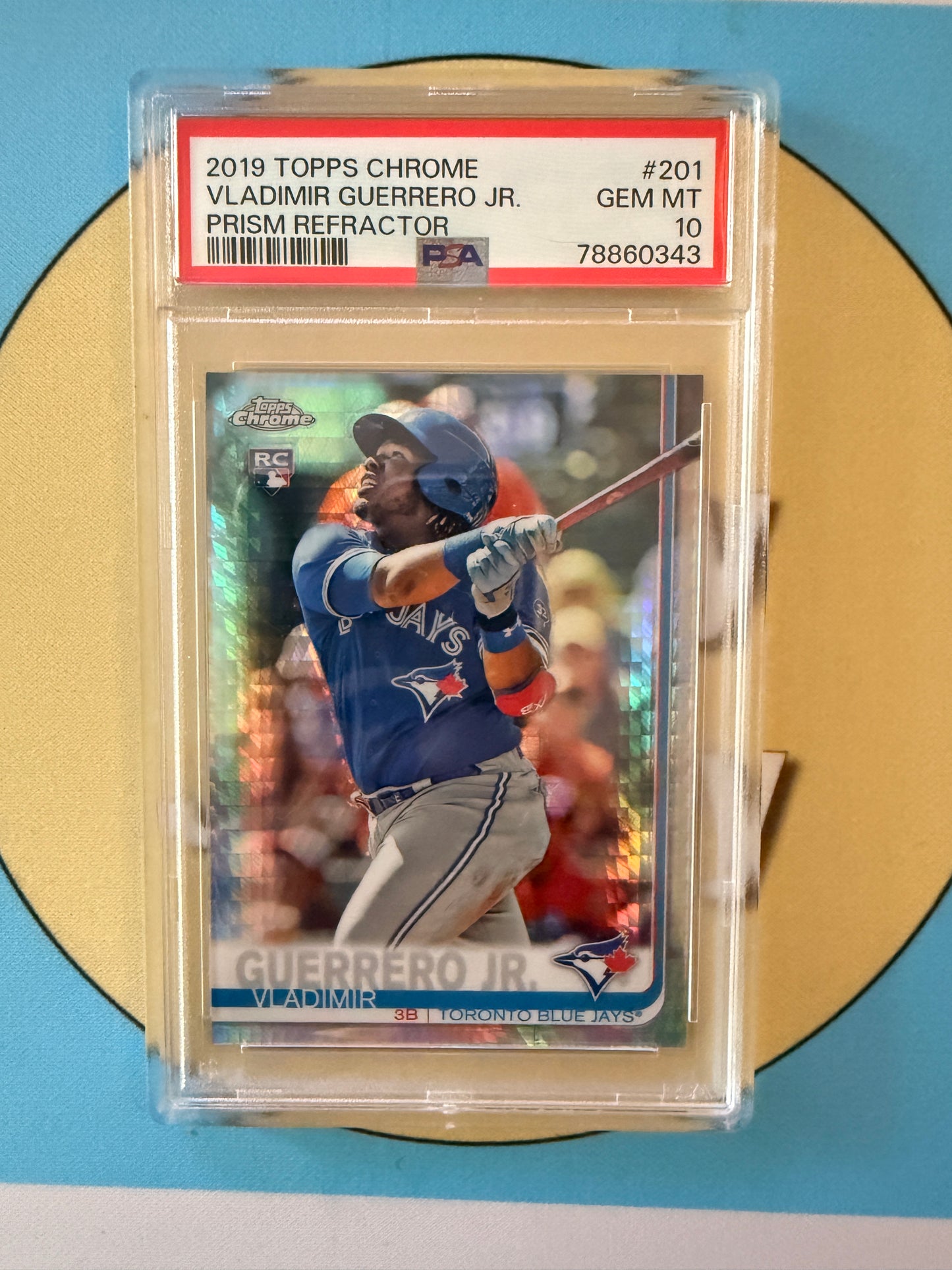 2019 Topps Chrome Vladimir Guerrero Jr. Prism Refractor RC #201 Toronto Blue Jays PSA 10