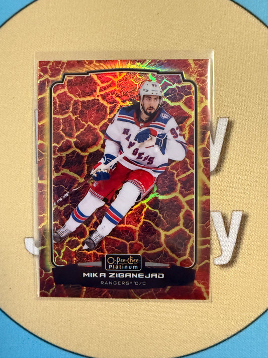 2022-23 O-Pee-Chee Platinum Mika Zibanejad Hot Magma /499 New York Rangers