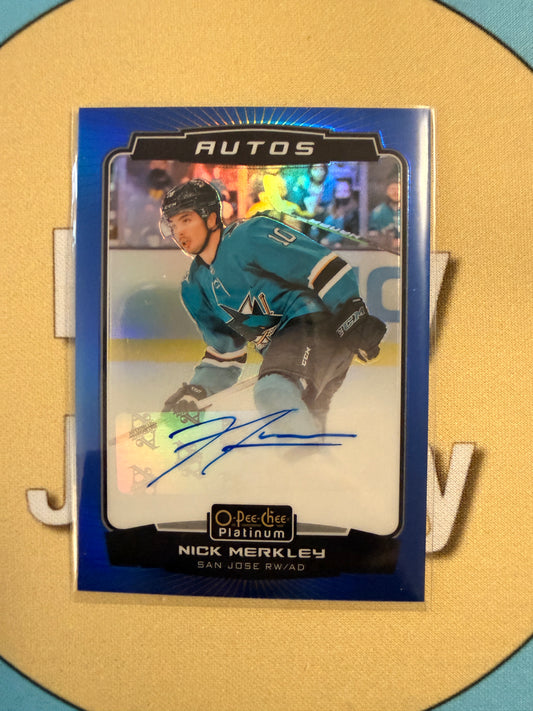 2022-23 O-Pee-Chee Platinum Nick Merkley RC Autograph San Jose Sharks
