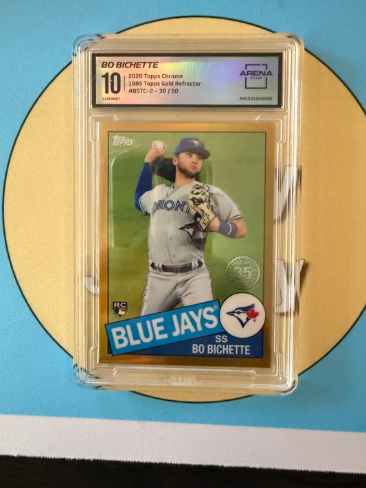 2020 Topps Chrome 1985 Topps Bo Bichette Gold Refractor /50 RC #85TC-2 Toronto Blue Jays Arena Club 10 (38/50)