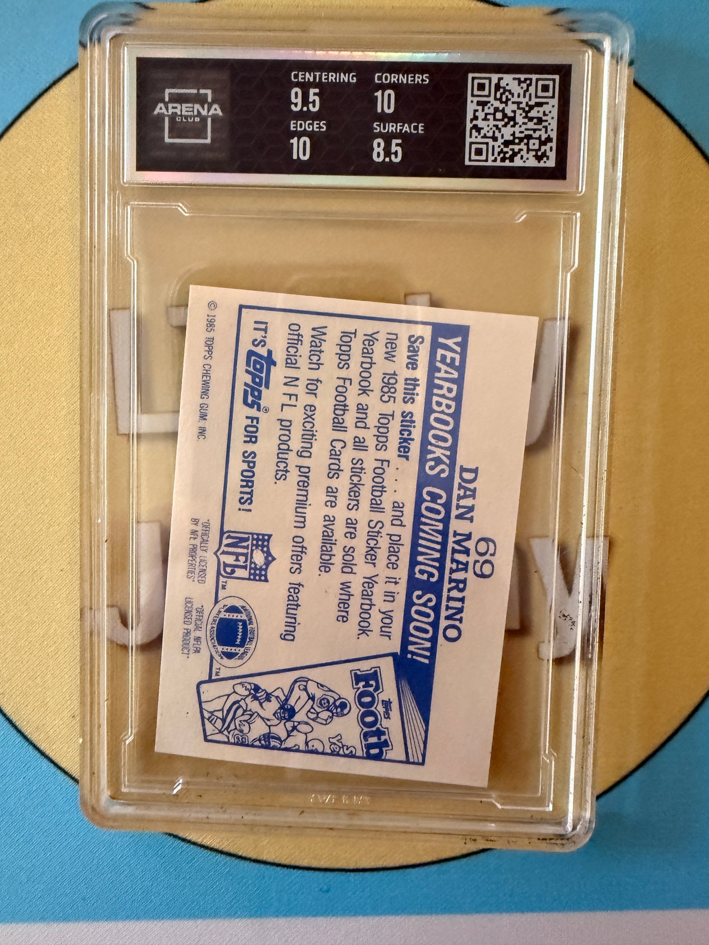 1985 Topps Stickers Dan Marino #69 Miami Dolphins Arena Club 9