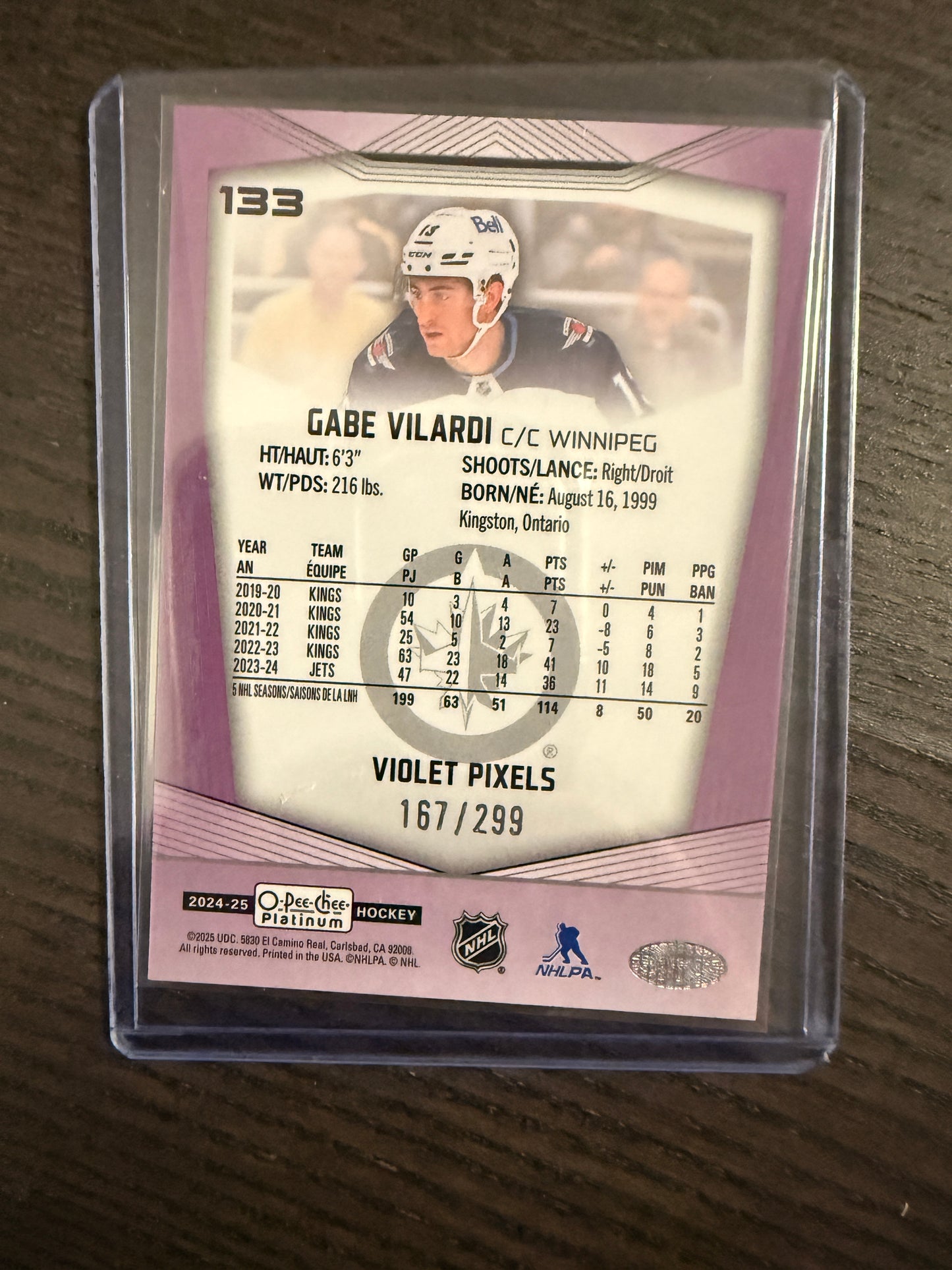 2024-25 O-Pee-Chee Platinum #133 Gabe Vilardi Violet Pixels #/299