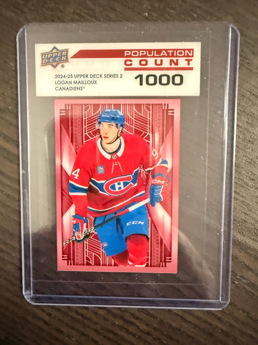 2024-25 UD Series 2 Logan Mailloux Rookie Clear Population Count 1000 #PC-47 Mtl