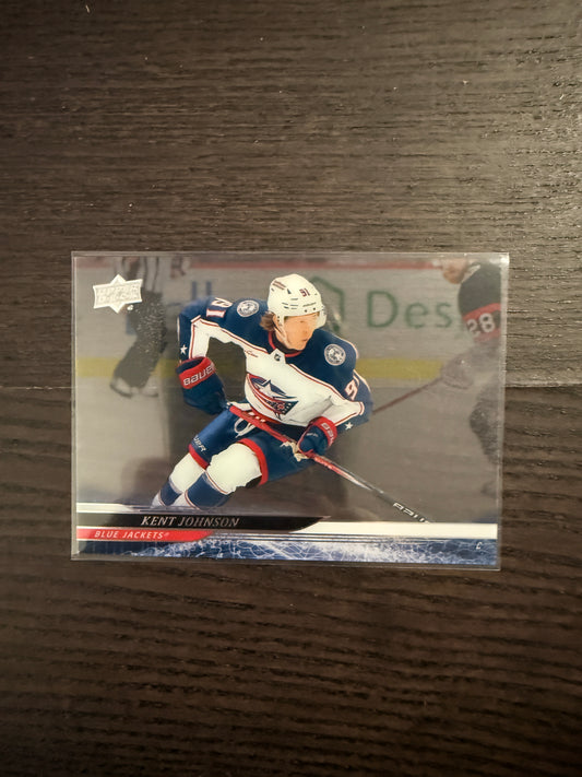 2024-25 UD Series 2 Clear Cut Base #293 Kent Johnson Columbus Blue Jackets