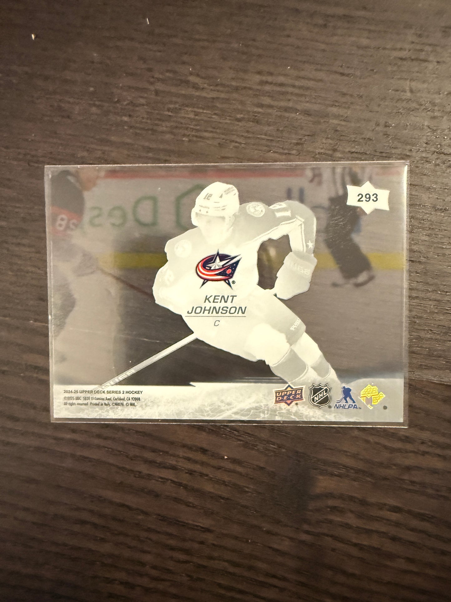 2024-25 UD Series 2 Clear Cut Base #293 Kent Johnson Columbus Blue Jackets