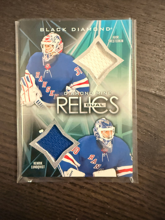 2024 UD Black Diamond Mine Dual Relics Igor Shesterkin Henrik Lundqvist Rangers