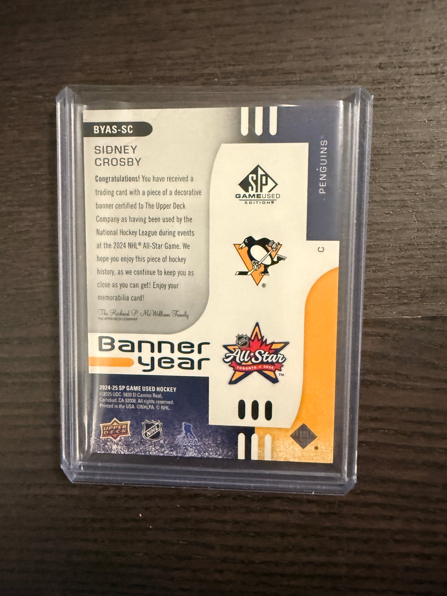 2024-25 SP Game-Used Banner Year Sidney Crosby  – Penguins