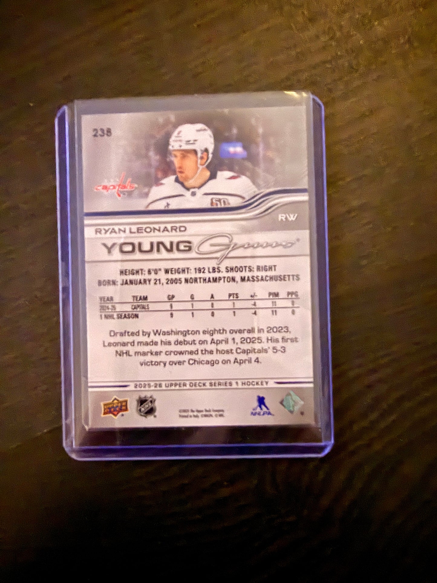 2025-26 Upper Deck Series 1 Young Guns Ryan Leonard YG RC Card# 238