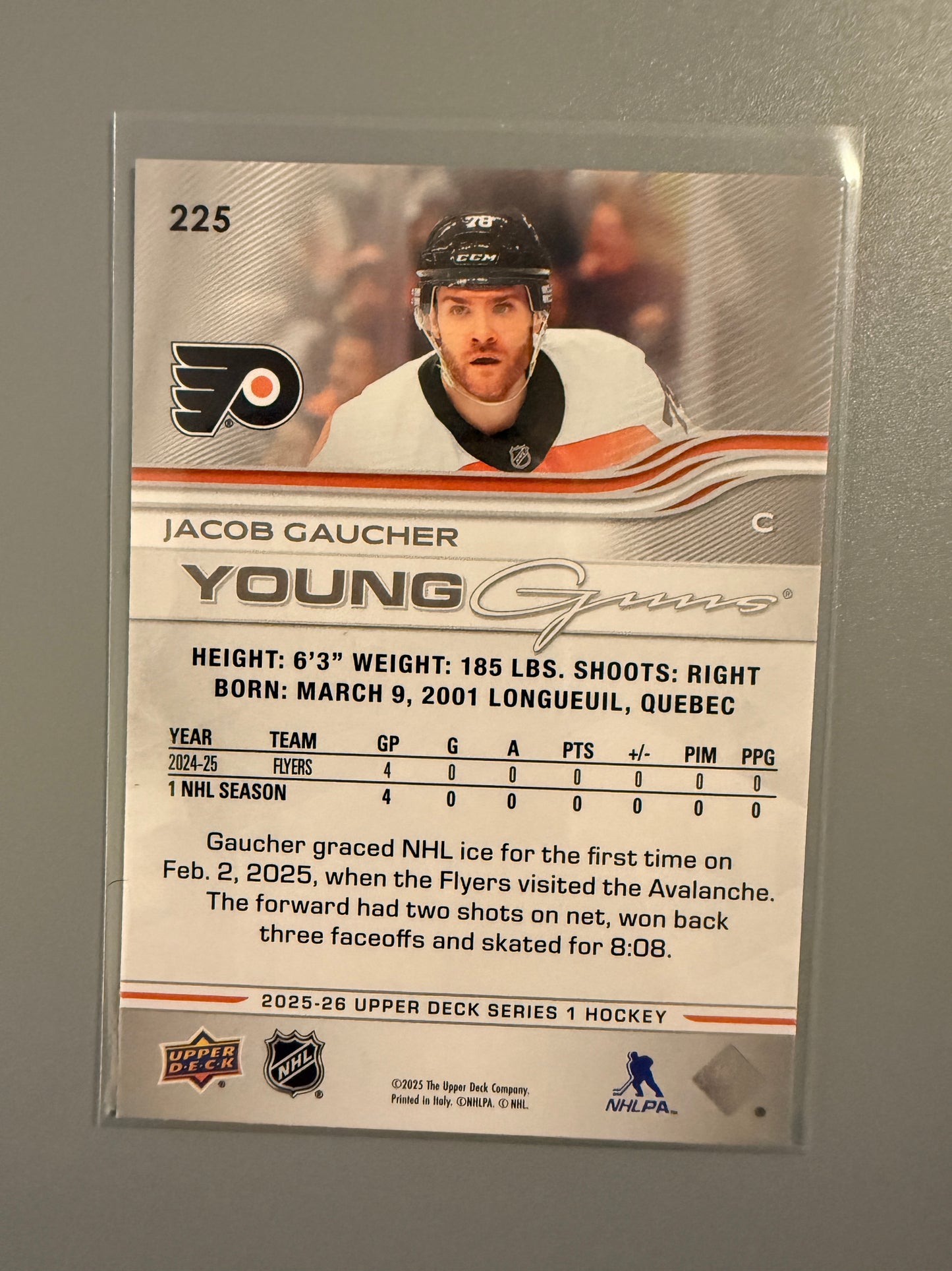 2025-26 Series One Young Guns Jacob Gaucher RC 225 Flyers