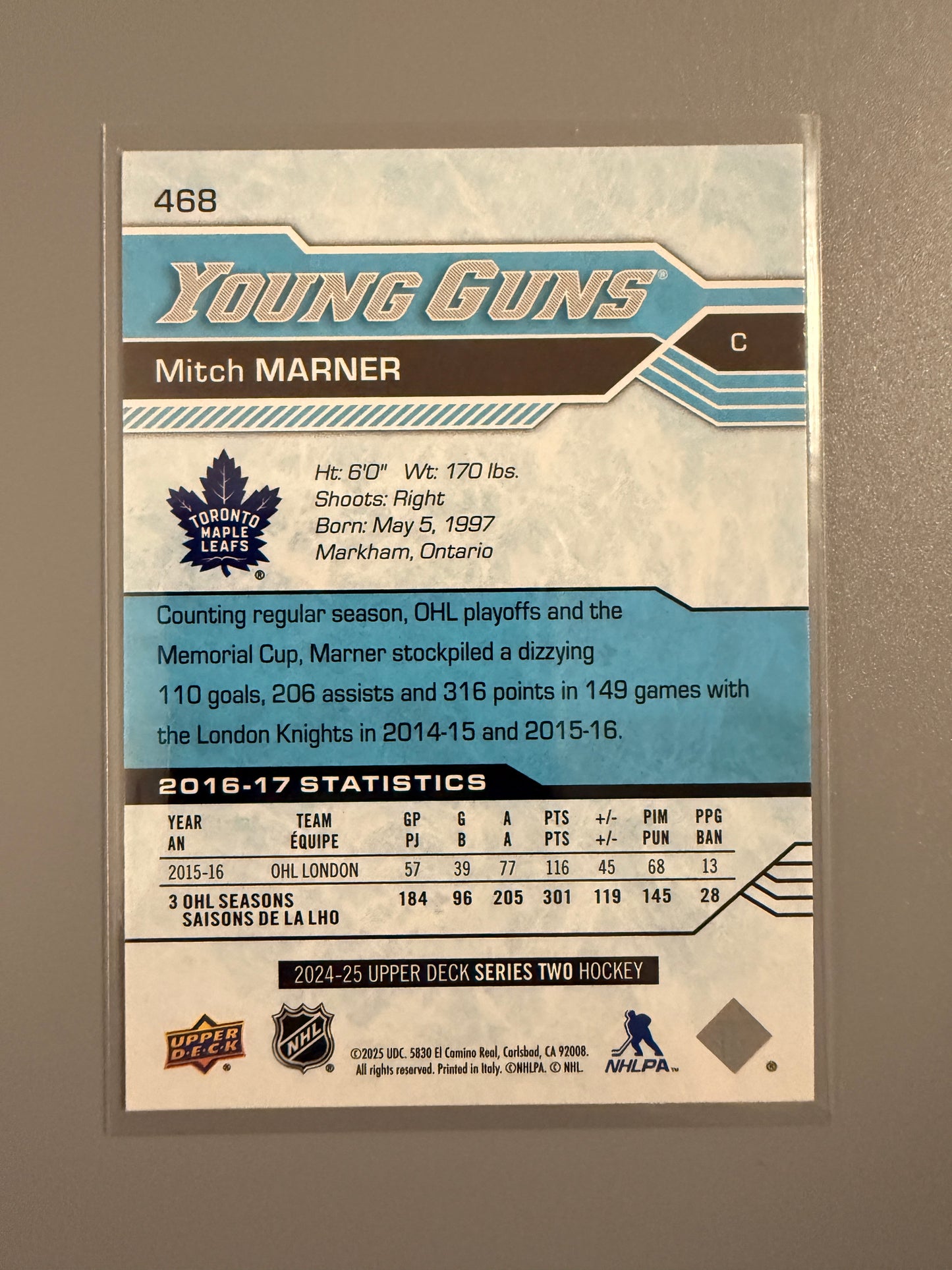 2024-25 Series Two Young Guns Mitch Marner RC 468 Maple Leafs