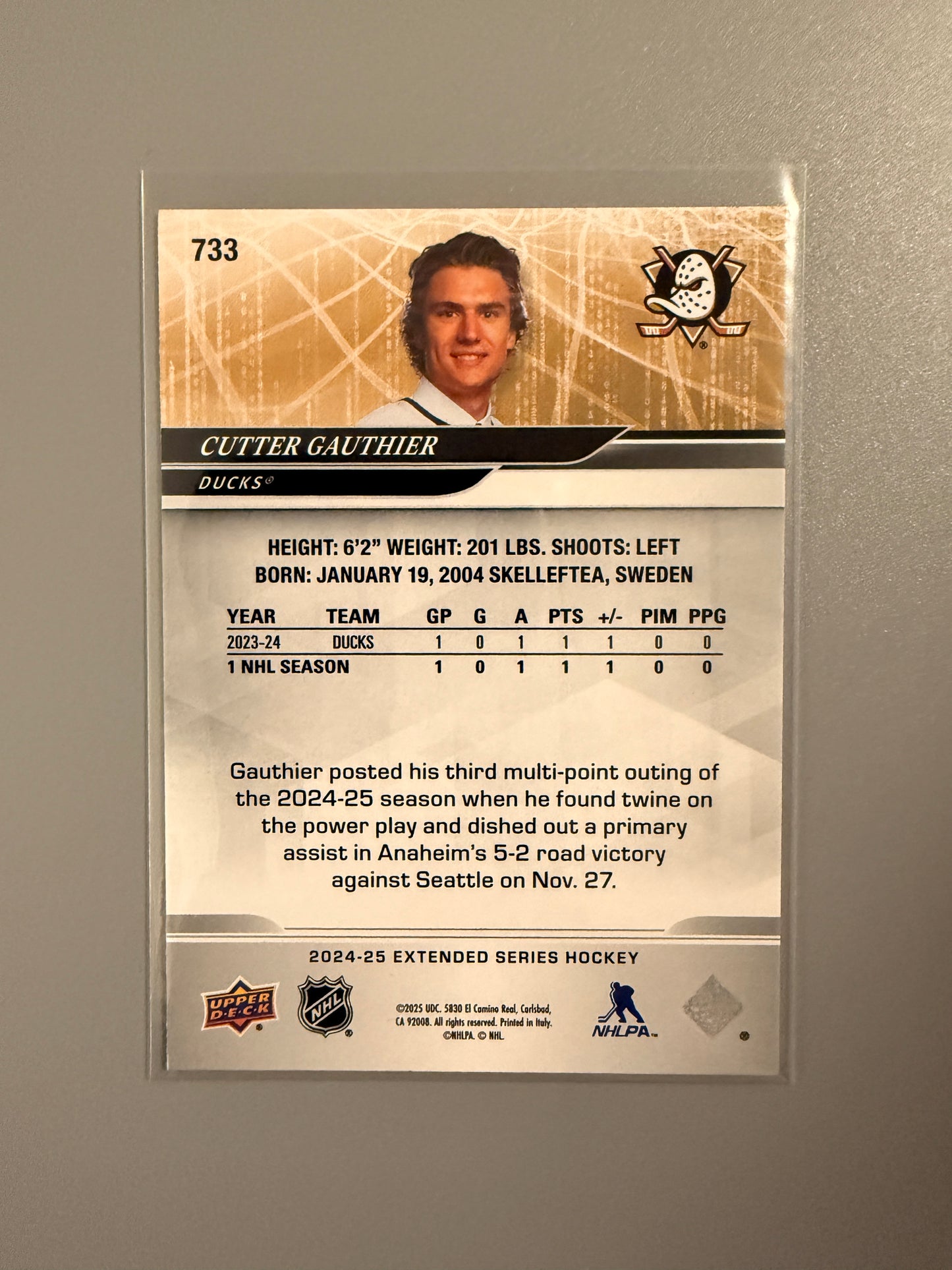 2024-25 Extended Series Cutter Gauthier RC 733 Ducks