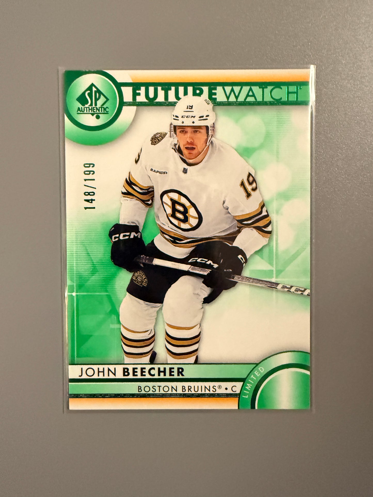 2023-24 SP Authentic Future Watch Green John Beecher RC 148/199 152 Bruins