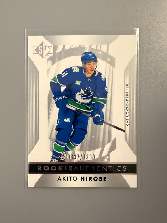 2023-24 SP Rookie Authentics Akito Hirose RC 113 Canucks