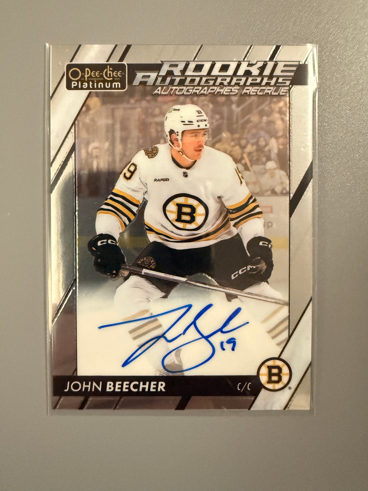 2023-24 O-Pee-Chee Platinum Rookie Autographs John Beecher RC R-JB Bruins