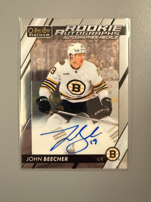 2023-24 O-Pee-Chee Platinum Rookie Autographs John Beecher RC R-JB Bruins