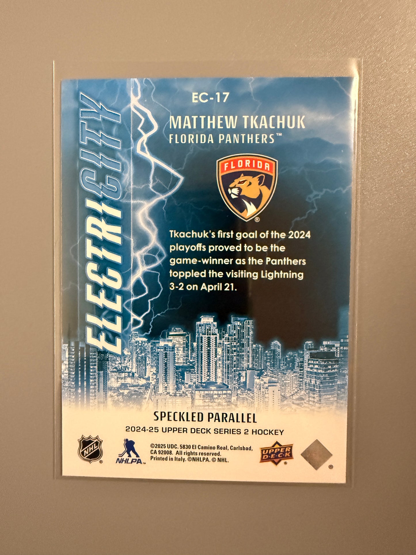 2024-25 Series Two Electricity Speckled Variant Matthew Tkachuk EC-17 Panthers