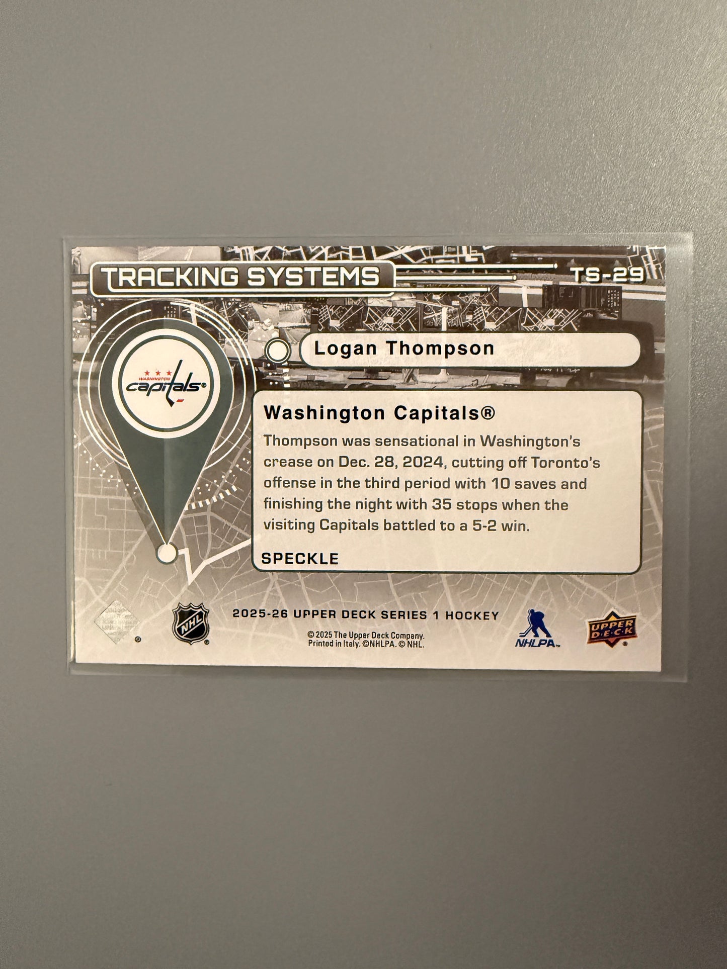 2025-26 Series One Tracking Systems Speckled Variant Logan Thompson TS-29 Capitals