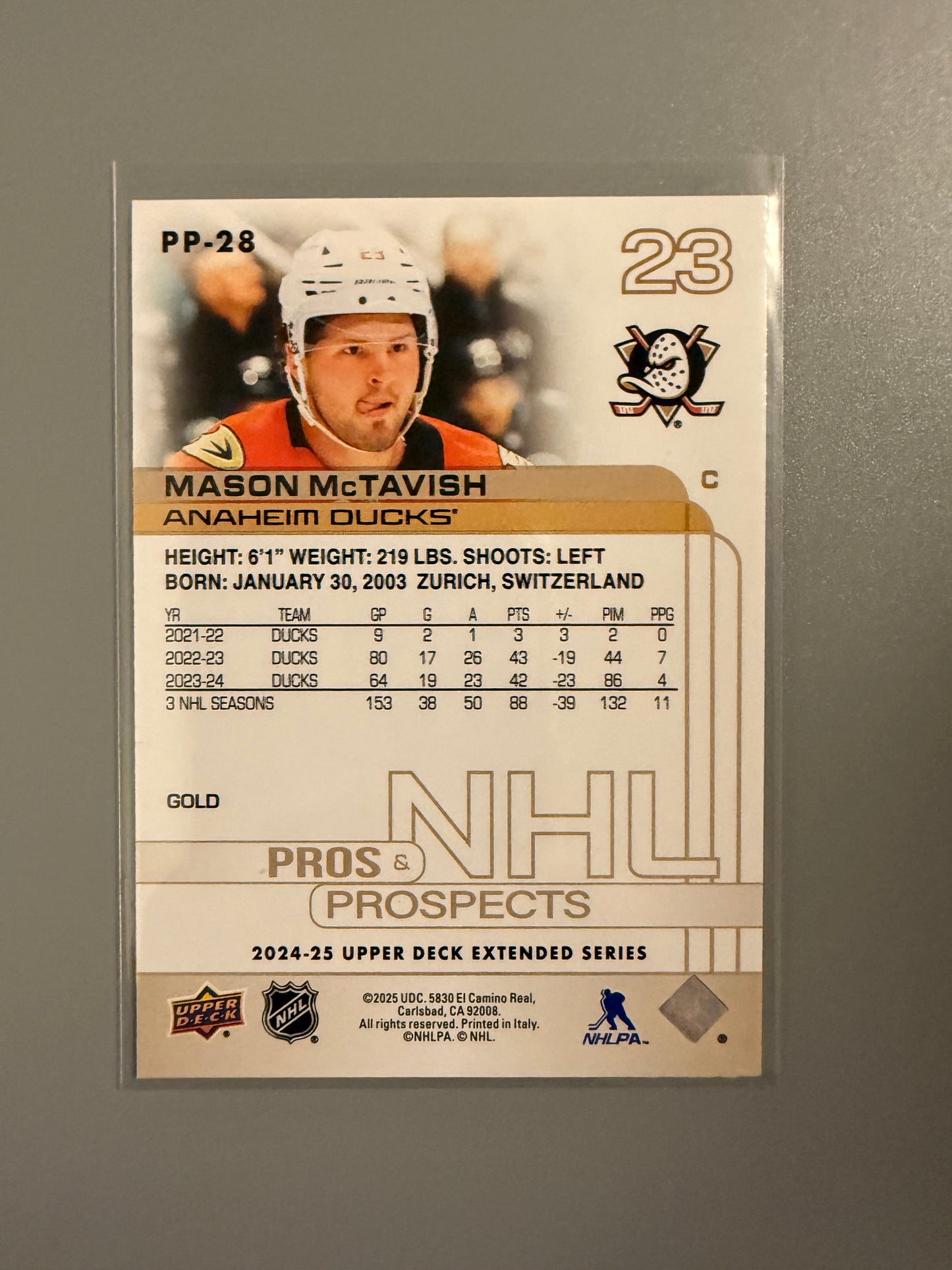 2024-25 Extended Series Pros & Prospects Gold Mason McTavish PP-28 Ducks