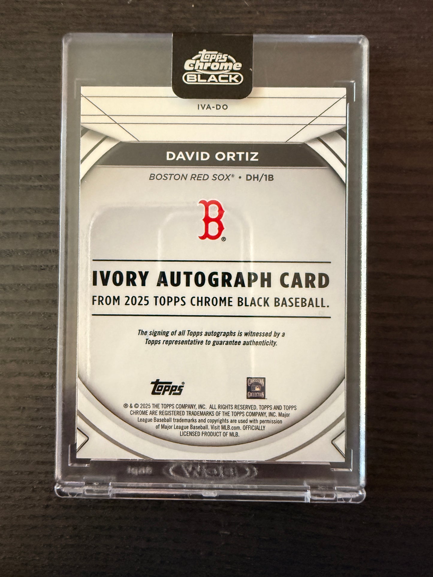 2025 Topps Chrome Black David Ortiz ivory Autograph (36 0f 50) IVA-DO